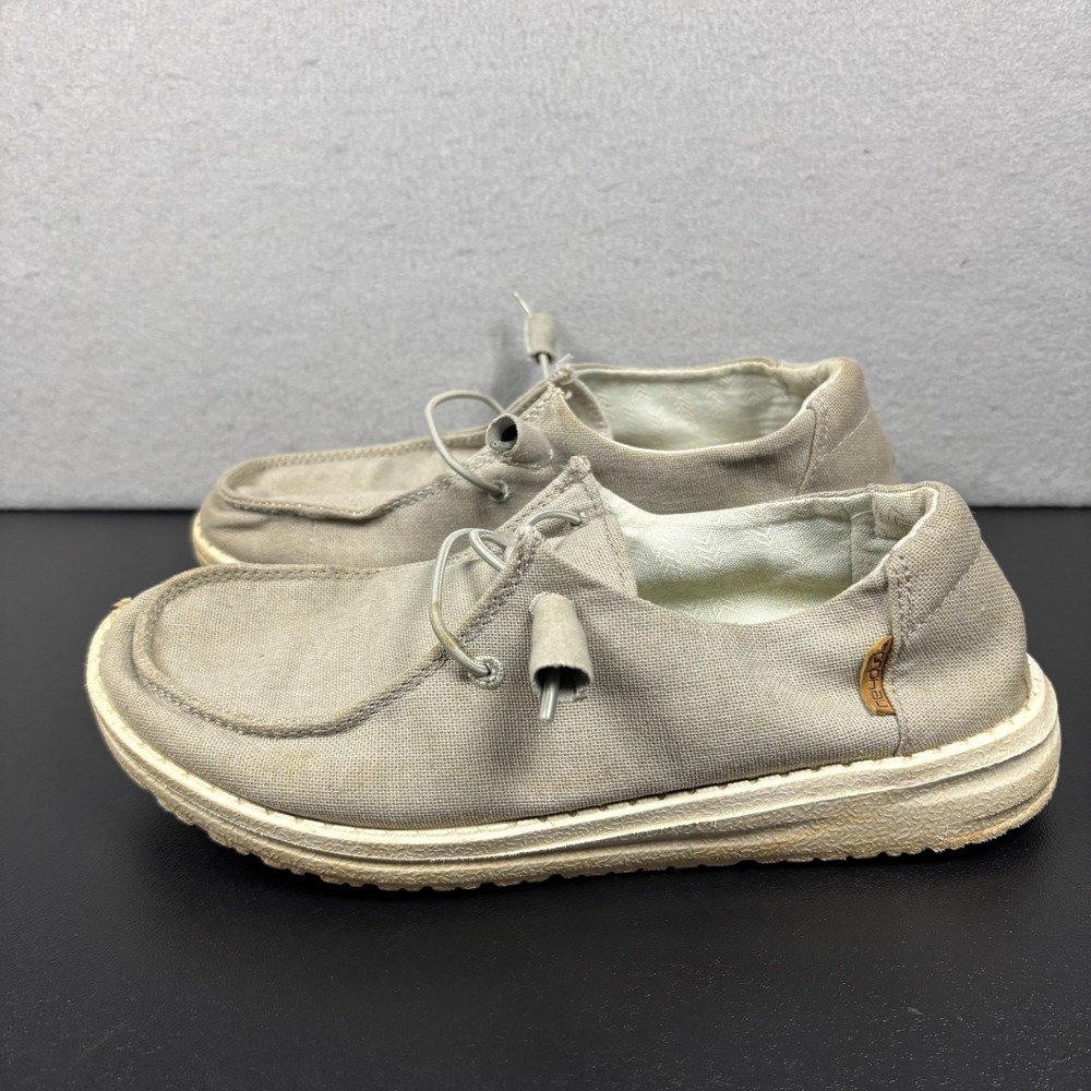 Hey Dude Wendy Chambray Light Grey Women's Slip On Shoes Grey (121413058) Size 5